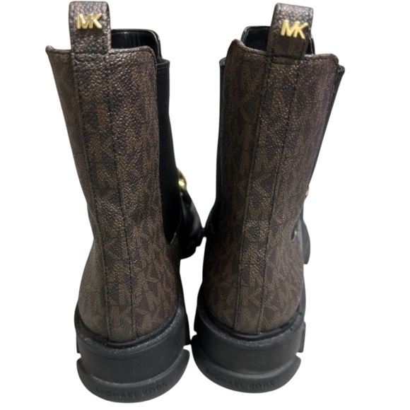 Michael Kors Black and Gold Chelsea Booties with Chain Accent - Picture 3 of 8